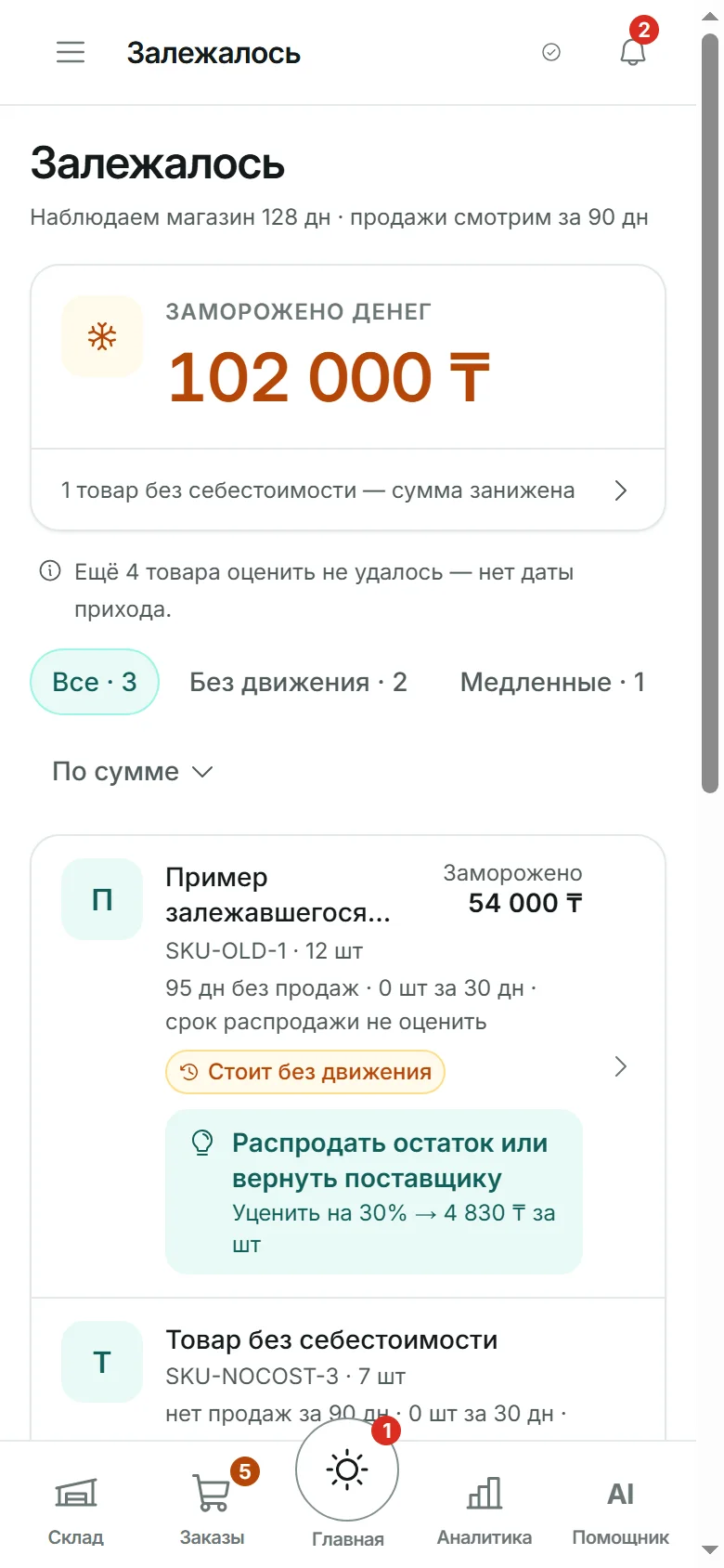 Залежалось: товары без продаж